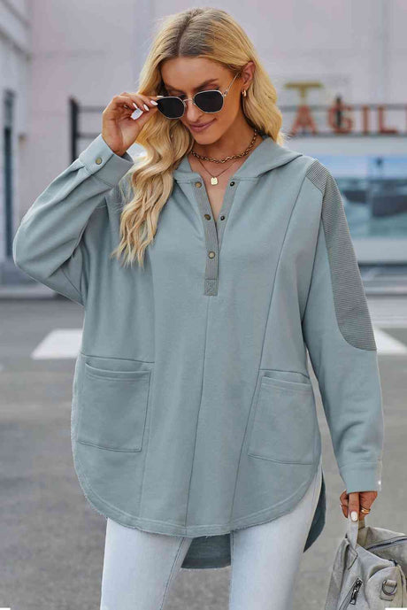 Long Sleeve Buttoned Hoodie with Pockets king-general-store-5710.myshopify.com
