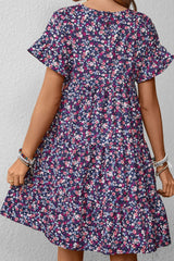 Floral Round Neck Flounce Sleeve Dress king-general-store-5710.myshopify.com