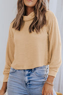 Waffle-Knit High Neck Top king-general-store-5710.myshopify.com