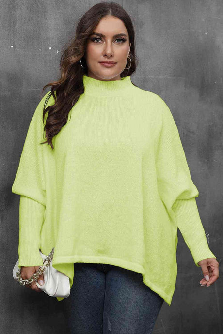 Mock Neck Raglan Sleeve Slit Sweater king-general-store-5710.myshopify.com