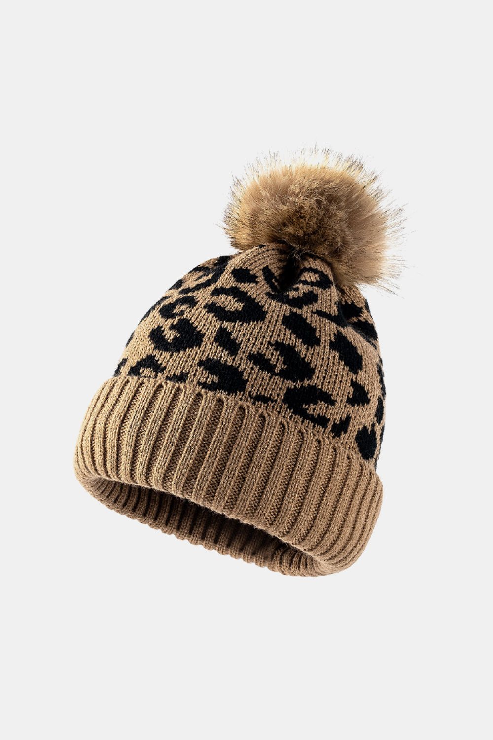 Leopard Pom-Pom Cuffed Beanie king-general-store-5710.myshopify.com