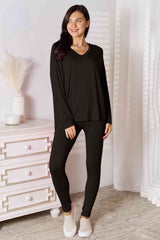 Basic Bae Full Size V-Neck Soft Rayon Long Sleeve Top and Pants Lounge Set king-general-store-5710.myshopify.com