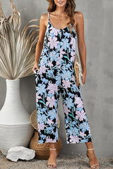 Botanical Print Spaghetti Strap Cropped Jumpsuit king-general-store-5710.myshopify.com