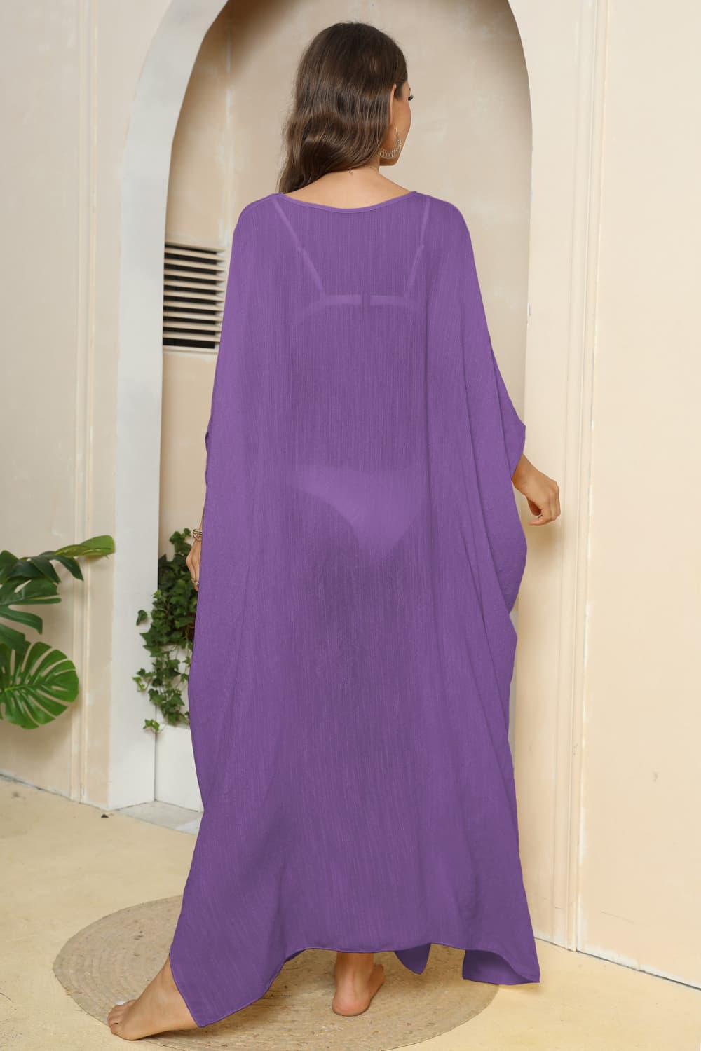 V-Neck Three-Quarter Sleeve Cover-Up king-general-store-5710.myshopify.com