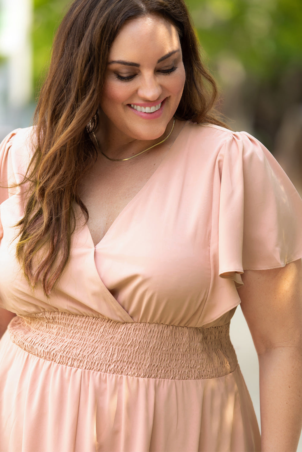 Plus Size Wide Waistband Surplice Neck Flutter Sleeve Midi Dress king-general-store-5710.myshopify.com