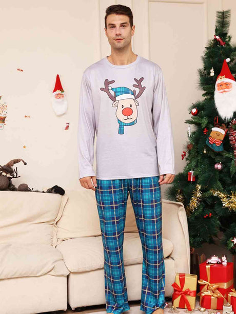 Full Size Rudolph Graphic Long Sleeve Top and Plaid Pants Set king-general-store-5710.myshopify.com