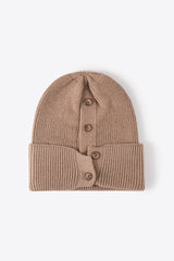 Button Detail Rib-Knit Cuff Beanie king-general-store-5710.myshopify.com