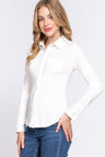 ACTIVE BASIC Long Sleeve Front Pocket DTY Brushed Shirt king-general-store-5710.myshopify.com