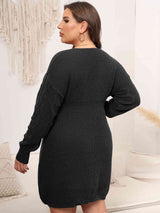 Plus Size Dropped Shoulder Long Sleeve Knit Mini Dress king-general-store-5710.myshopify.com