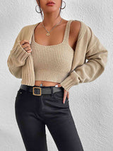 Plain Sweater Cami and Cardigan Set king-general-store-5710.myshopify.com