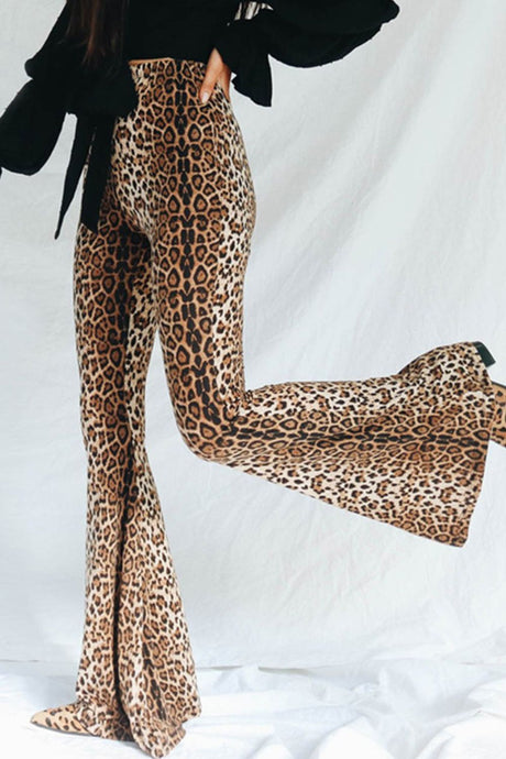 Leopard Print Flare Leg Pants king-general-store-5710.myshopify.com