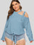 Plus Size Cold-Shoulder Tied Top king-general-store-5710.myshopify.com