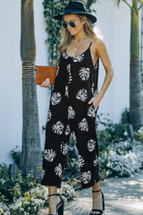 Botanical Print Spaghetti Strap Cropped Jumpsuit king-general-store-5710.myshopify.com