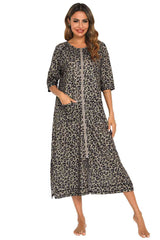 Printed Slit Night Dress with Pockets king-general-store-5710.myshopify.com