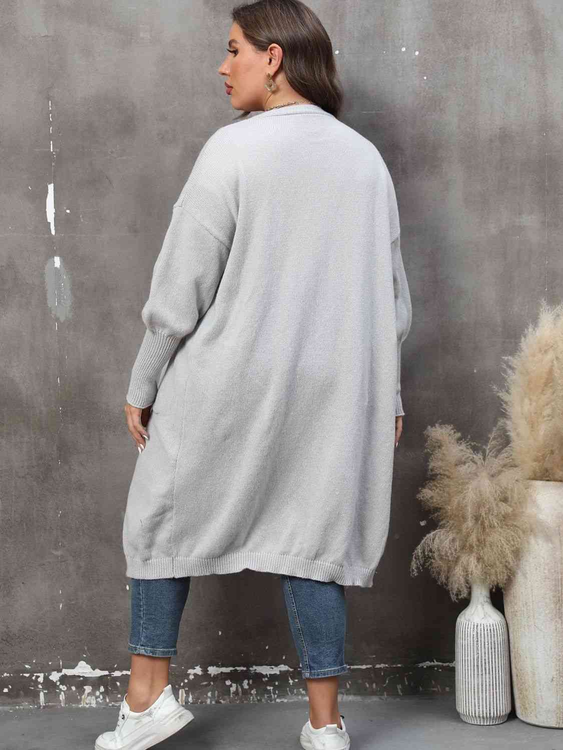 Plus Size Long Sleeve Pocketed Cardigan king-general-store-5710.myshopify.com