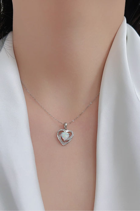 Opal Heart Pendant Necklace king-general-store-5710.myshopify.com