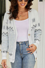 Printed V-Neck Buttoned Cardigan king-general-store-5710.myshopify.com