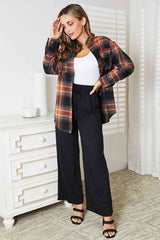 Double Take Plaid Dropped Shoulder Shirt king-general-store-5710.myshopify.com