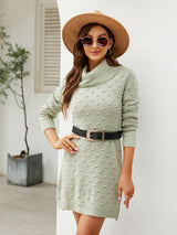 Turtleneck Long Sleeve Slit Sweater Dress king-general-store-5710.myshopify.com