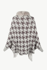 Houndstooth Fringe Hem Poncho king-general-store-5710.myshopify.com