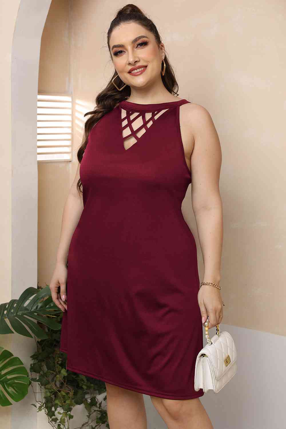 Plus Size Cutout Round Neck Sleeveless Dress king-general-store-5710.myshopify.com