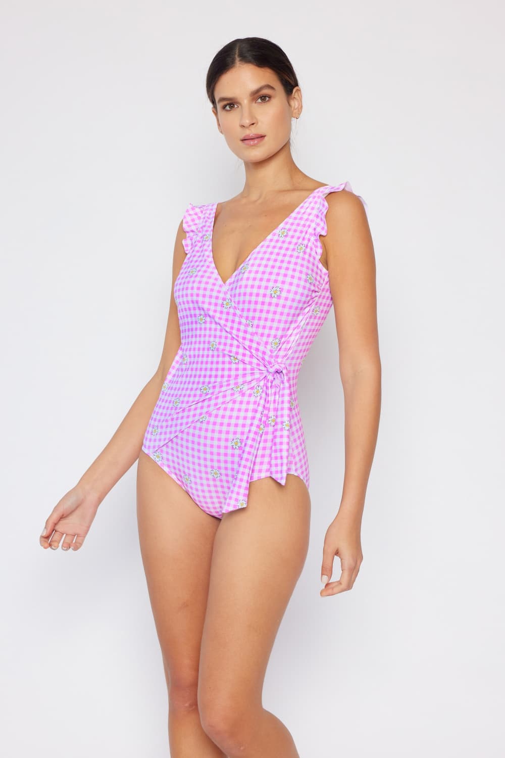 Marina West Swim Full Size Float On Ruffle Faux Wrap One-Piece in Carnation Pink king-general-store-5710.myshopify.com