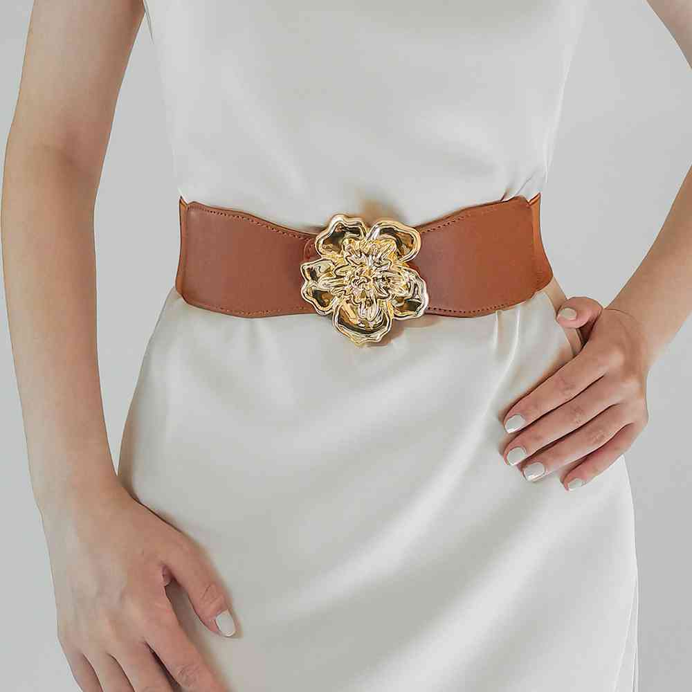 Flower Alloy Buckle Elastic Belt king-general-store-5710.myshopify.com