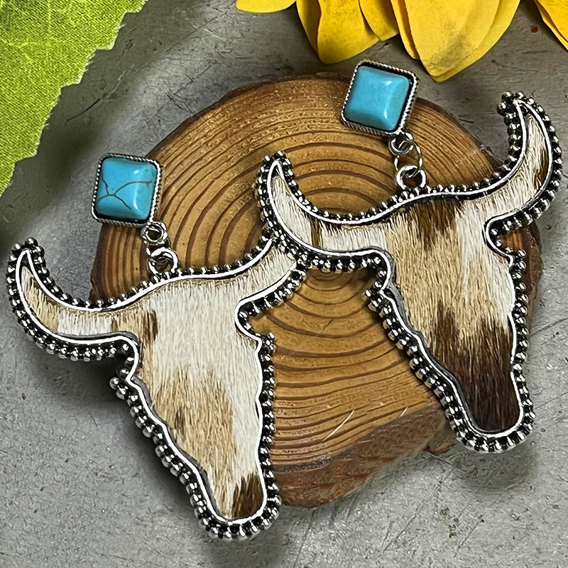 Bull Shape Turquoise Dangle Earrings king-general-store-5710.myshopify.com