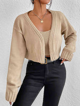 Plain Sweater Cami and Cardigan Set king-general-store-5710.myshopify.com