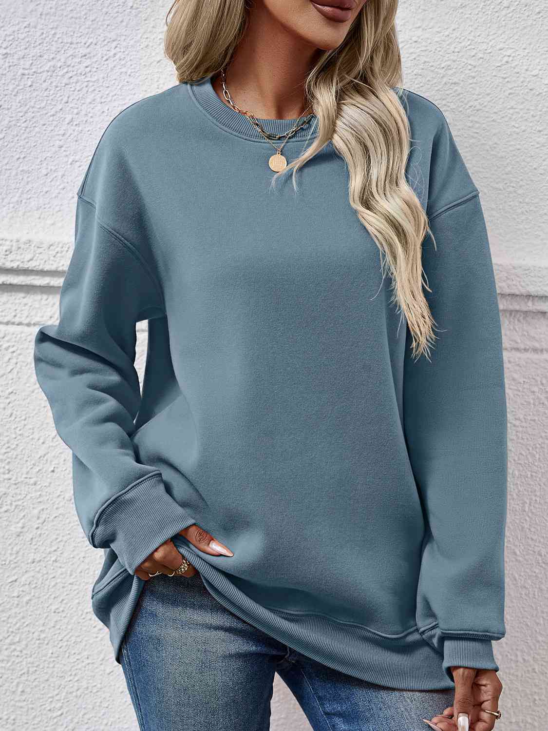 Round Neck Long Sleeve Sweatshirt king-general-store-5710.myshopify.com