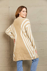 Woven Right Two-Tone Open Front Fuzzy Longline Cardigan king-general-store-5710.myshopify.com