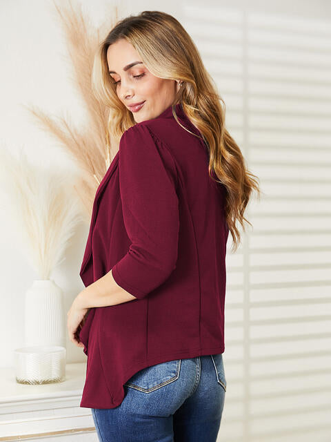 Ninexis Open Front 3/4 Sleeve Full Size Cardigan king-general-store-5710.myshopify.com