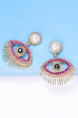 Evil Eye Shape Rhinestone Zinc Alloy Synthetic Dangle Earrings king-general-store-5710.myshopify.com