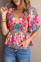 Printed V-Neck Babydoll Blouse king-general-store-5710.myshopify.com