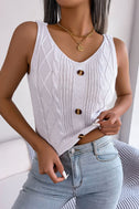 Decorative Button Mixed Knit Tank king-general-store-5710.myshopify.com