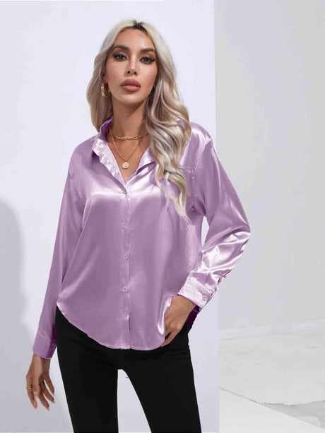 Collared Neck Buttoned Long Sleeve Shirt king-general-store-5710.myshopify.com