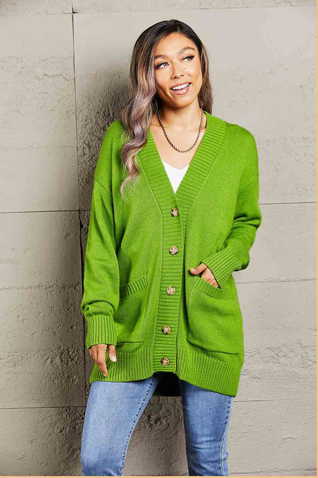 Double Take Ribbed Trim Dropped Shoulder Pocketed Cardigan king-general-store-5710.myshopify.com