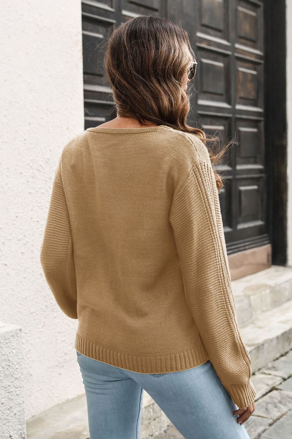 Ribbed Scoop Neck Long Sleeve Pullover Sweater king-general-store-5710.myshopify.com