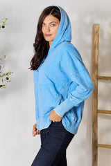 Zenana Half Snap Long Sleeve Hoodie with Pockets king-general-store-5710.myshopify.com