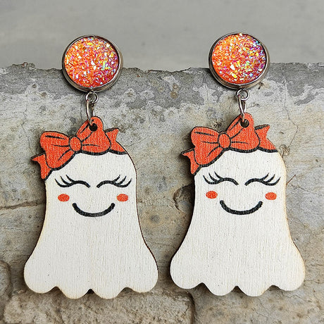 Ghost Shape Wooden Dangle Earrings king-general-store-5710.myshopify.com