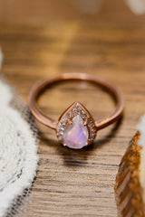 Moonstone Teardrop 925 Sterling Silver Halo Ring king-general-store-5710.myshopify.com