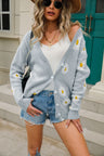 Daisy Pattern Button Front Cardigan king-general-store-5710.myshopify.com