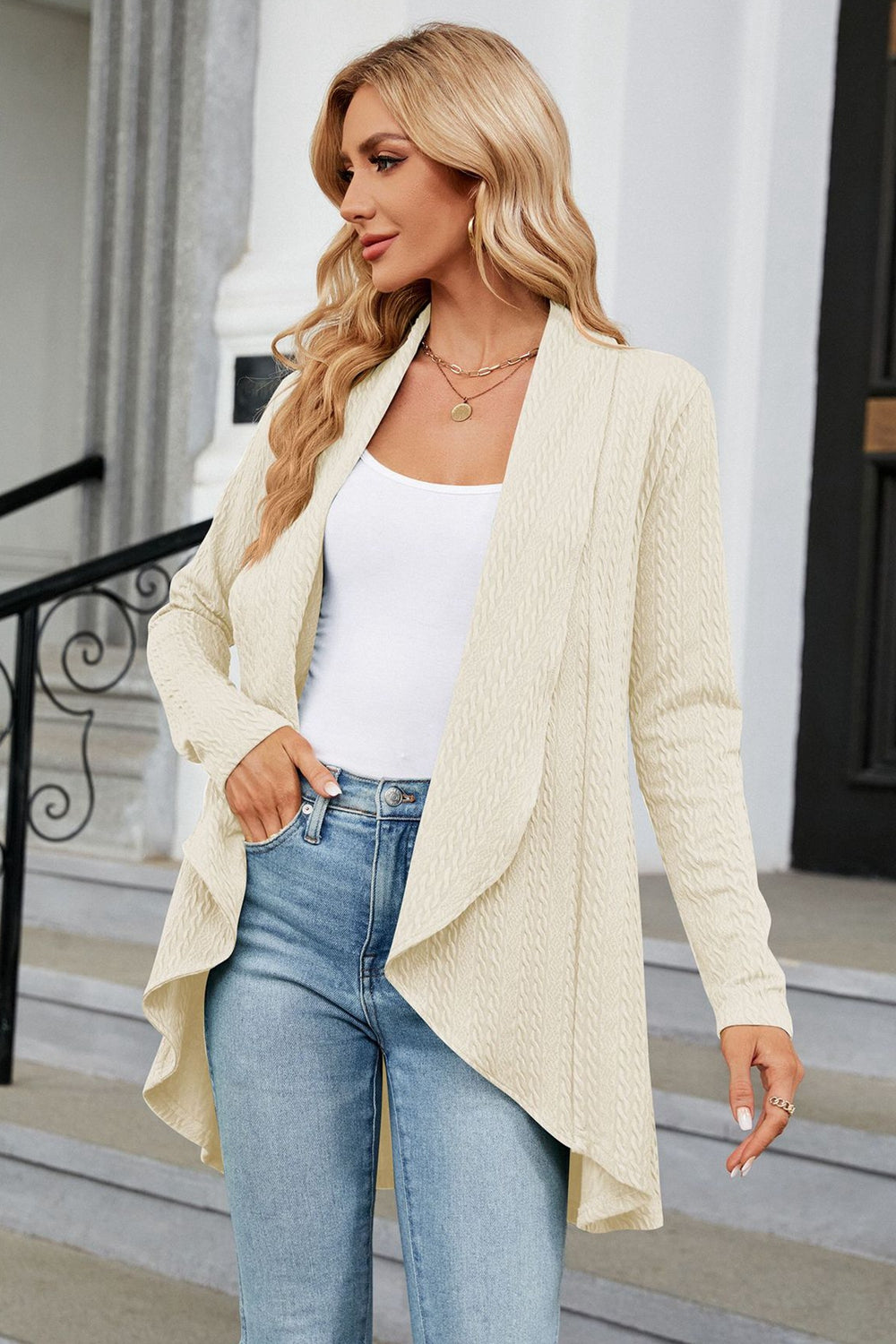 Open Front Long Sleeve Cardigan king-general-store-5710.myshopify.com