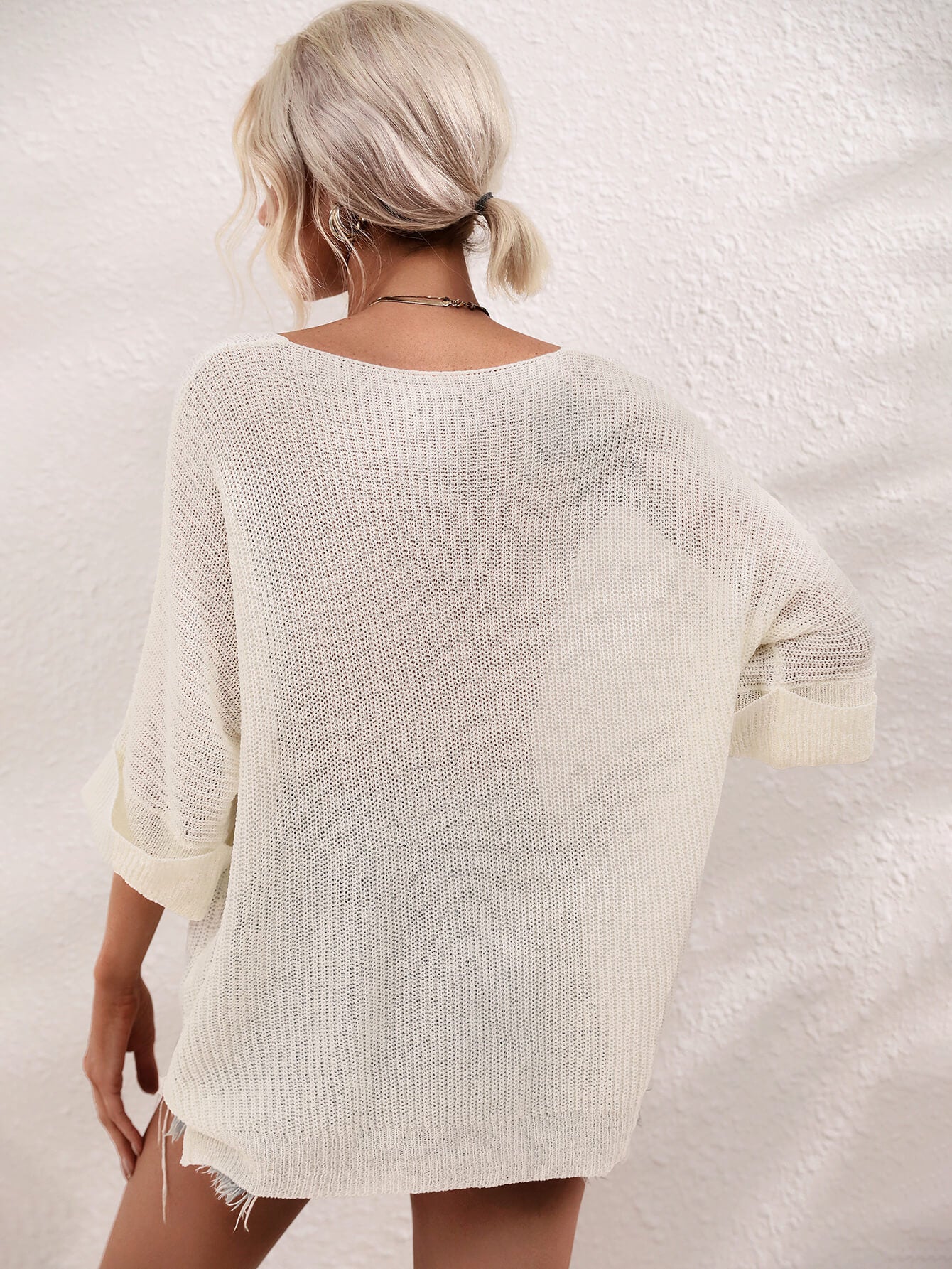 Boat Neck Cuffed Sleeve Slit Tunic Knit Top king-general-store-5710.myshopify.com