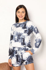 Double Take Tie-Dye Round Neck Top and Shorts Lounge Set king-general-store-5710.myshopify.com