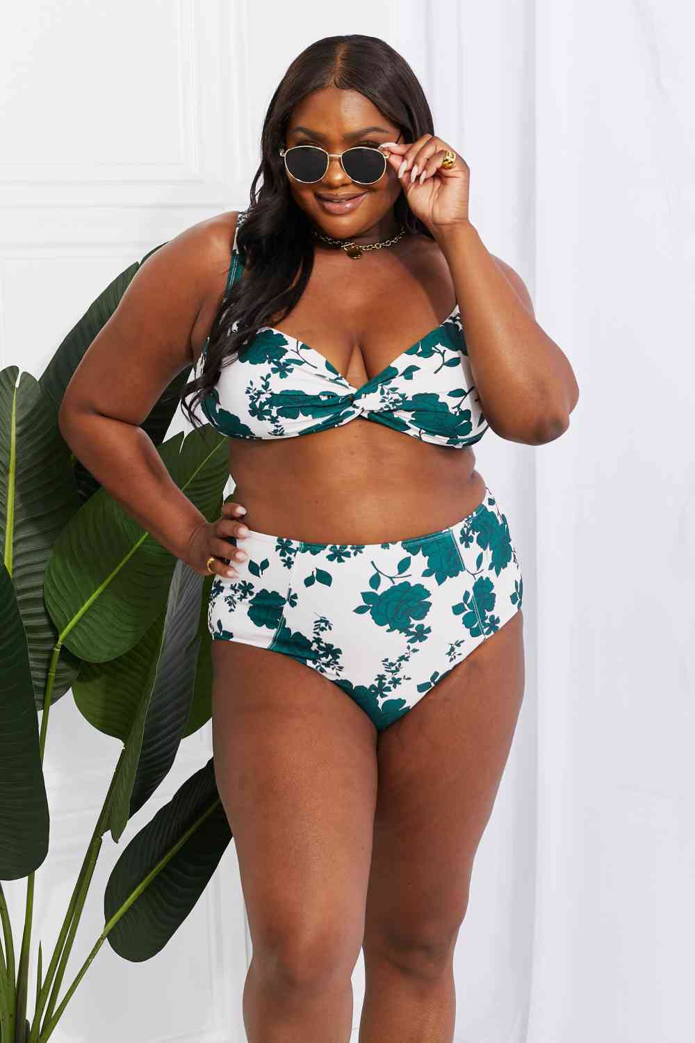 Marina West Swim Take A Dip Twist High-Rise Bikini in Forest king-general-store-5710.myshopify.com