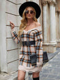 Plaid Distressed V-Neck Sweater Dress king-general-store-5710.myshopify.com