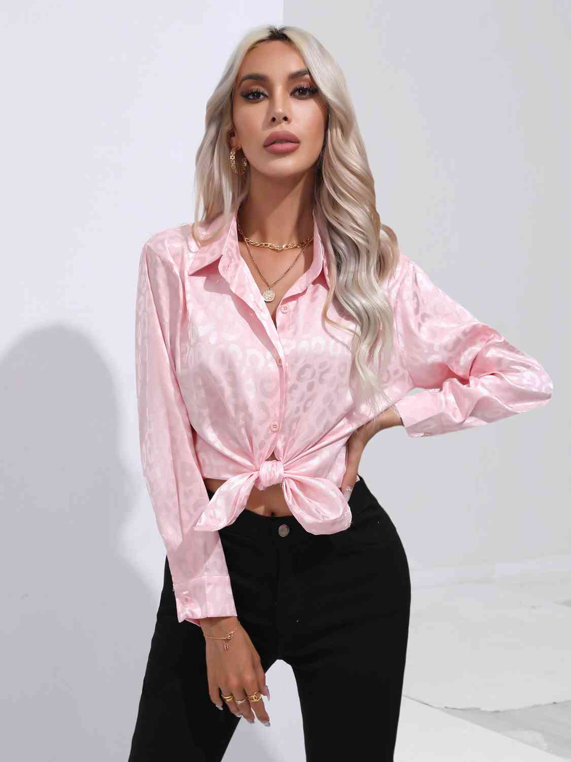 Printed Collared Neck Buttoned Shirt king-general-store-5710.myshopify.com