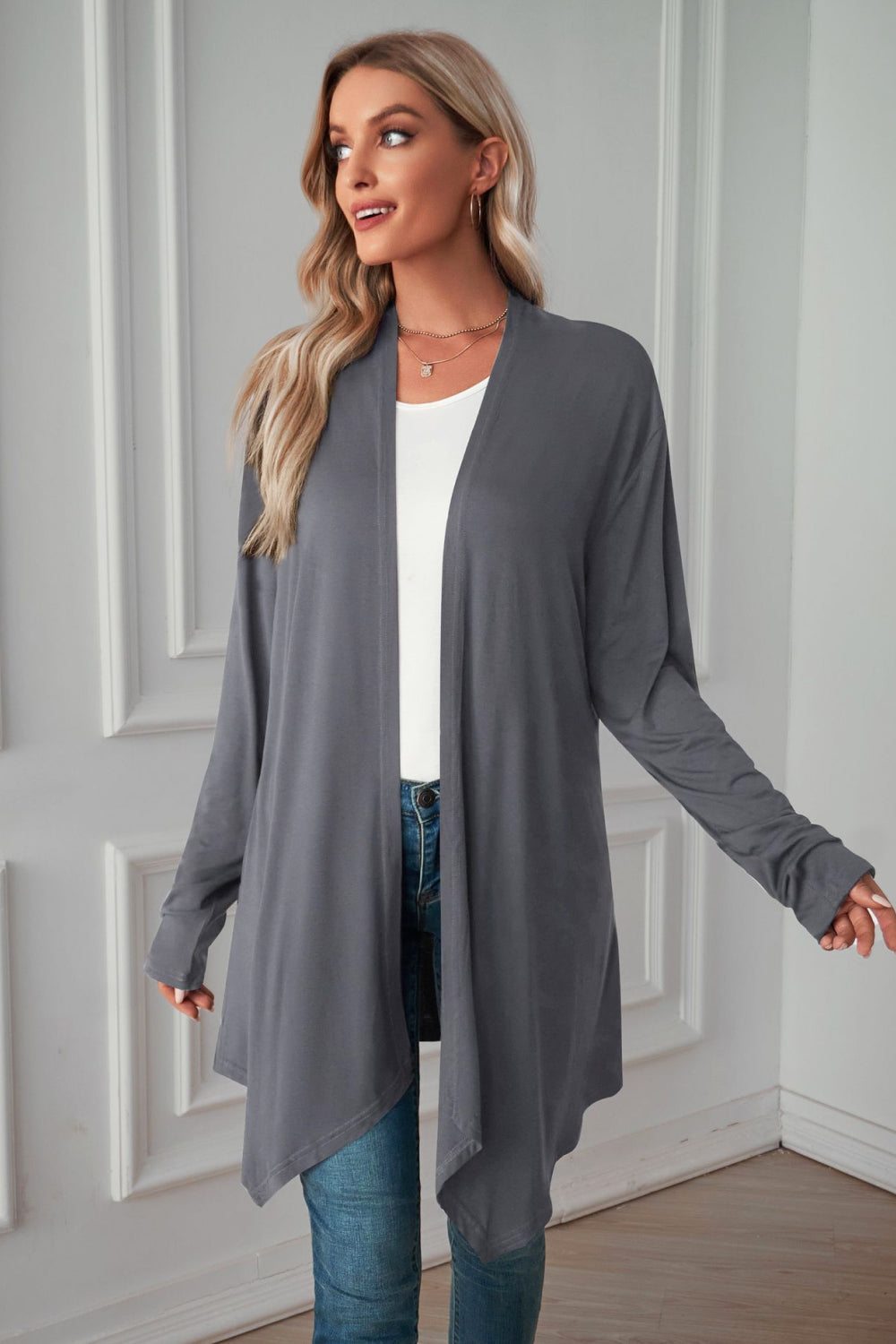 Open Front Long Sleeve Cardigan king-general-store-5710.myshopify.com