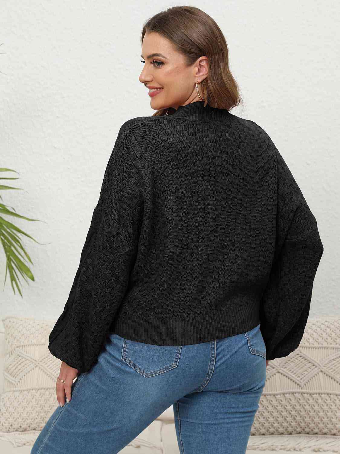 Plus Size Mock Neck Cable Knit Long Sleeve Sweater king-general-store-5710.myshopify.com